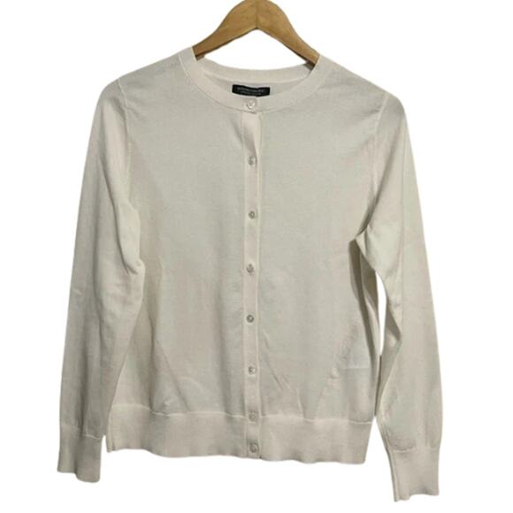 Banana Republic Stretch Cotton Button-Down Cardigan in Ivory EUC Size XL - Picture 2 of 3